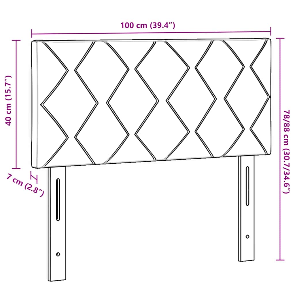 Led-sengegavl Med Led -strimmellys Argyle Sort 100 Cm Fløjl - Billede 11