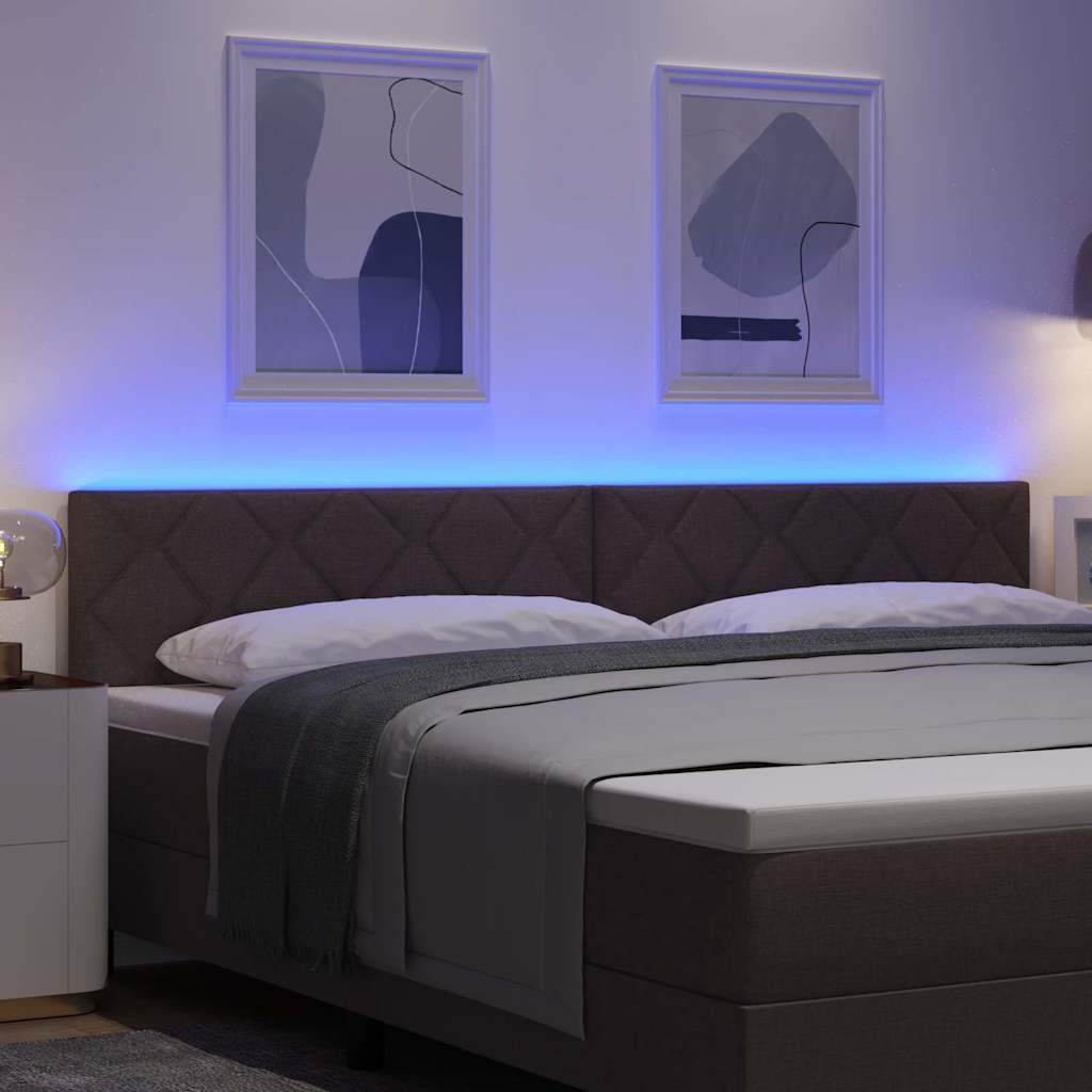 Hovedgærde Med Led -strimmellys Med Hovedgærde Brun 200 Cm Stof - Billede 5