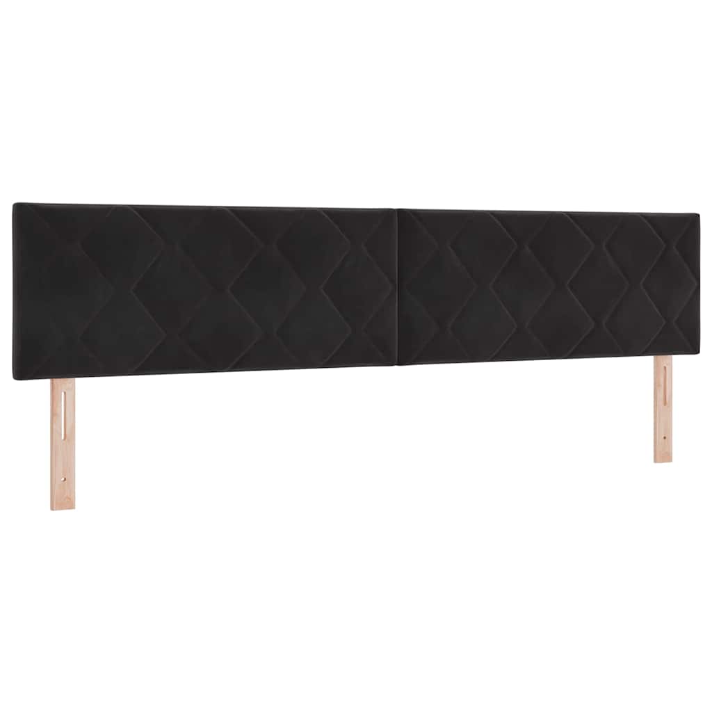 Led-sengegavl Med Led -strimmellys Geometrisk Sort 200 Cm Fløjl - Billede 2