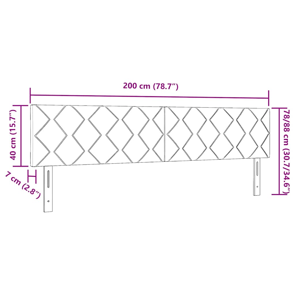 Led-sengegavl Med Led -strimmellys Geometrisk Sort 200 Cm Fløjl - Billede 11