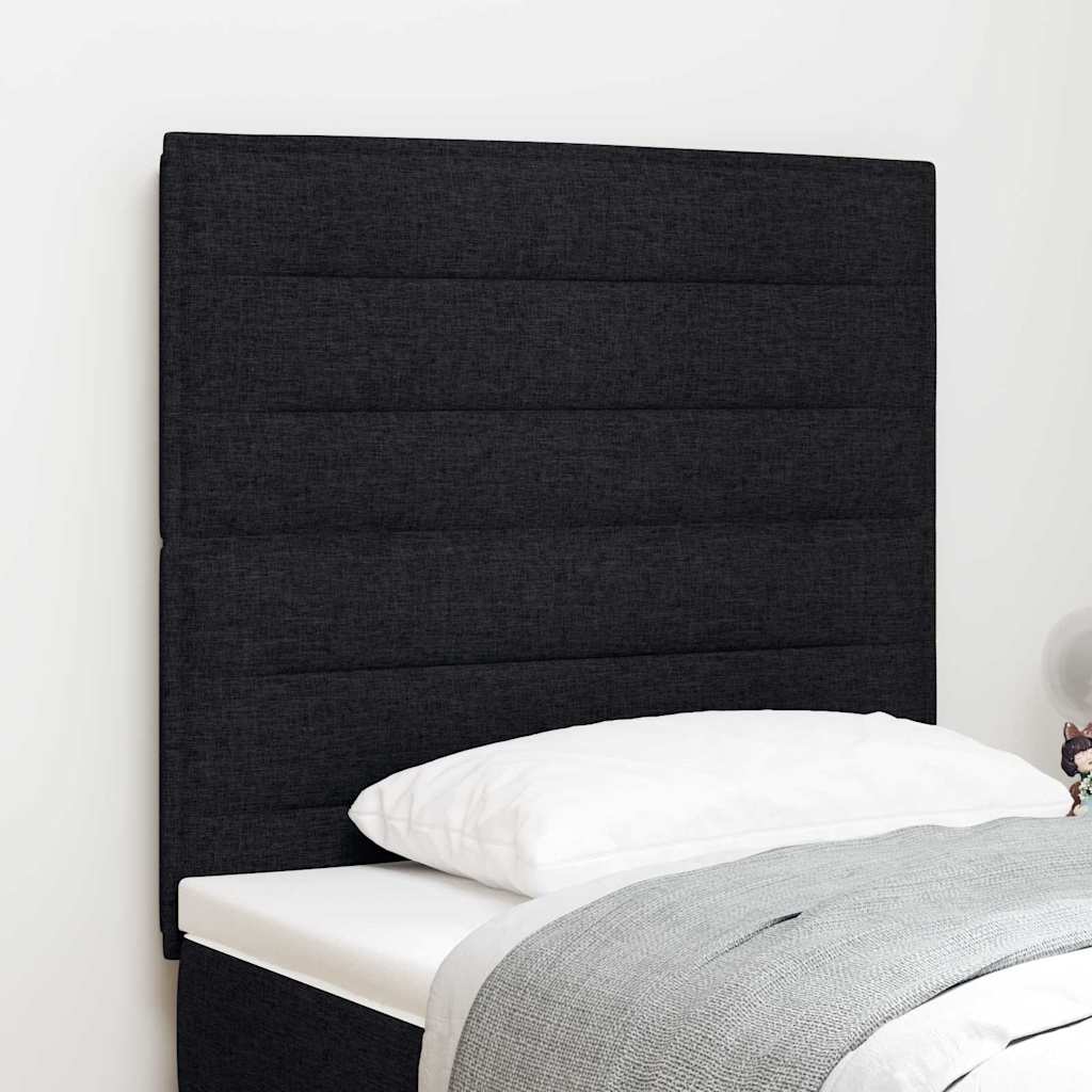 Led Sengegavl Med Led -strimmellys Vægmonteret Sort 100 Cm Stof - Hovedbillede