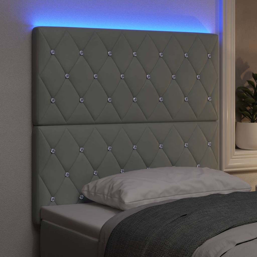 Led Sengegavl Med Led -strimmellys Argyle Lysegrå 90 Cm Fløjl - Billede 5