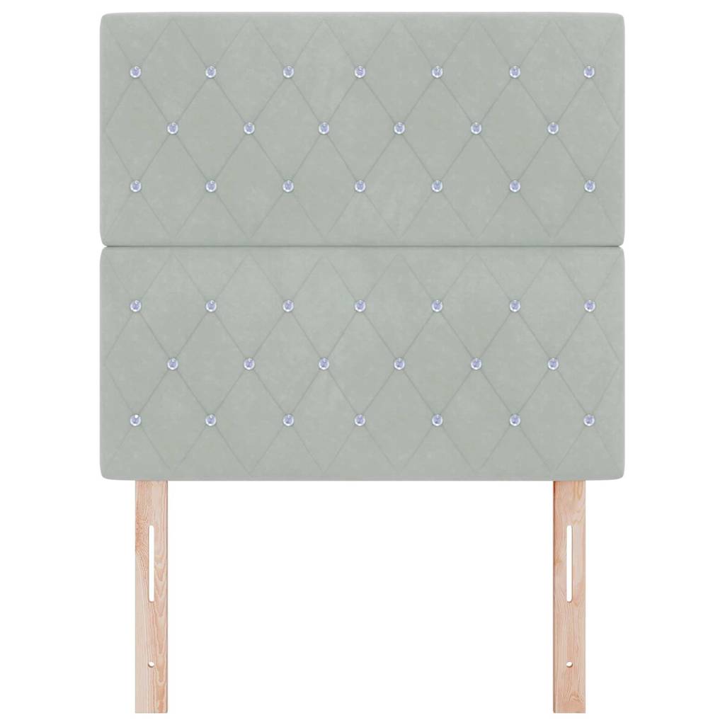 Led Sengegavl Med Led -strimmellys Argyle Lysegrå 100 Cm Fløjl - Billede 5