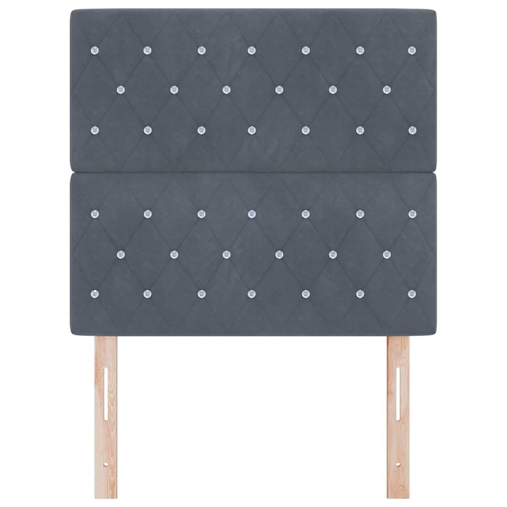 Led Sengegavl Med Led -strimmellys Argyle Mørkegrå 100 Cm Fløjl - Billede 5