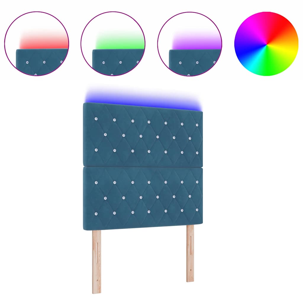 Led Sengegavl Med Led -strimmellys Argyle Mørkeblå 100 Cm Fløjl - Billede 3