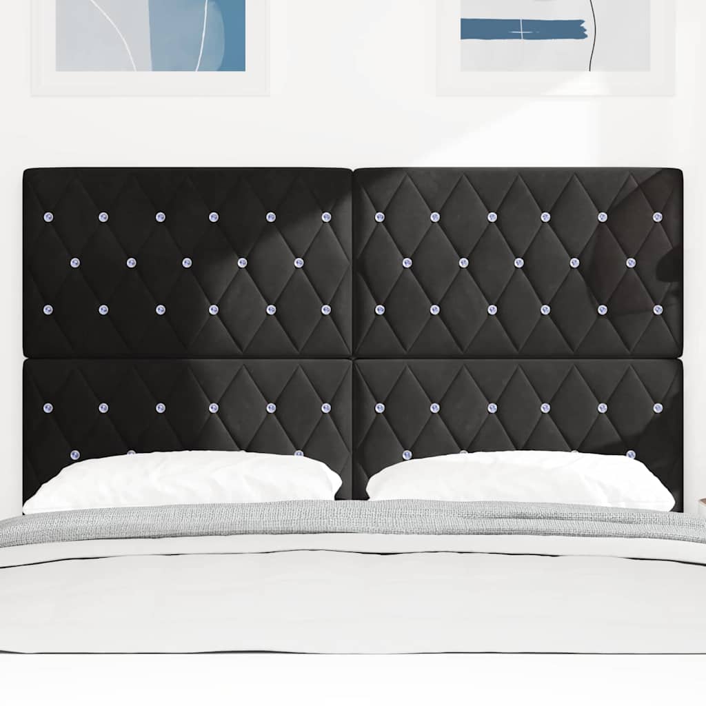 Led Sengegavl Med Led -strimmellys Argyle Sort 144 Cm Fløjl - Billede 4