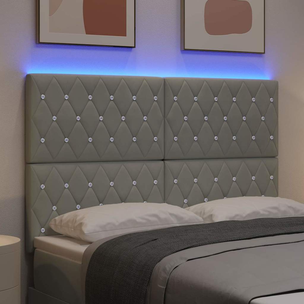 Led Sengegavl Med Led -strimmellys Argyle Lysegrå 80 Cm Fløjl - Billede 5