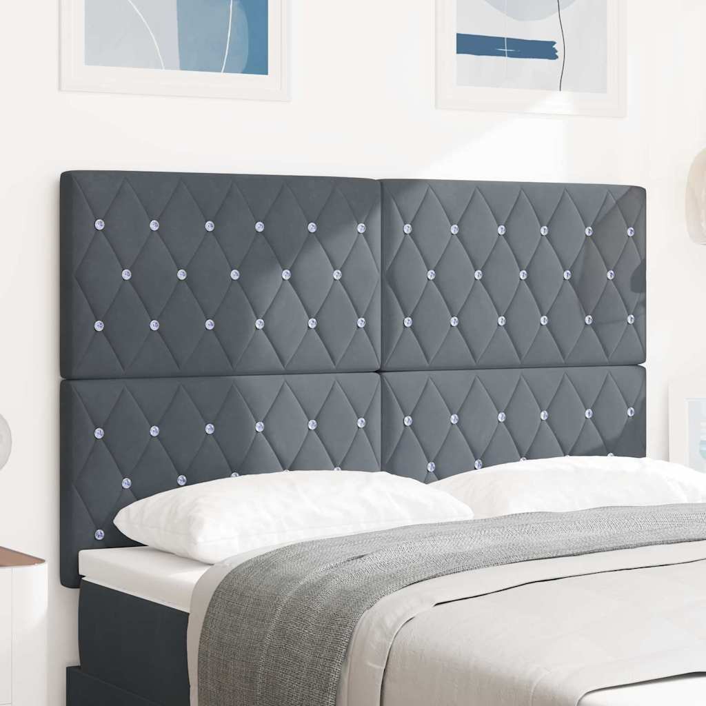 Led Sengegavl Med Led -strimmellys Argyle Mørkegrå 80 Cm Fløjl - Hovedbillede