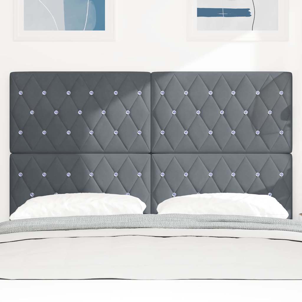Led Sengegavl Med Led -strimmellys Argyle Mørkegrå 80 Cm Fløjl - Billede 4