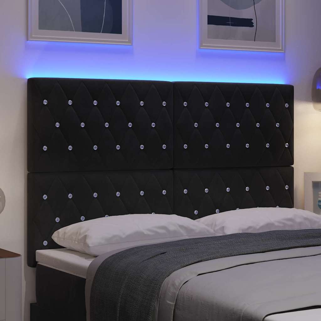 Led Sengegavl Med Led -strimmellys Argyle Sort 80 Cm Fløjl - Billede 5