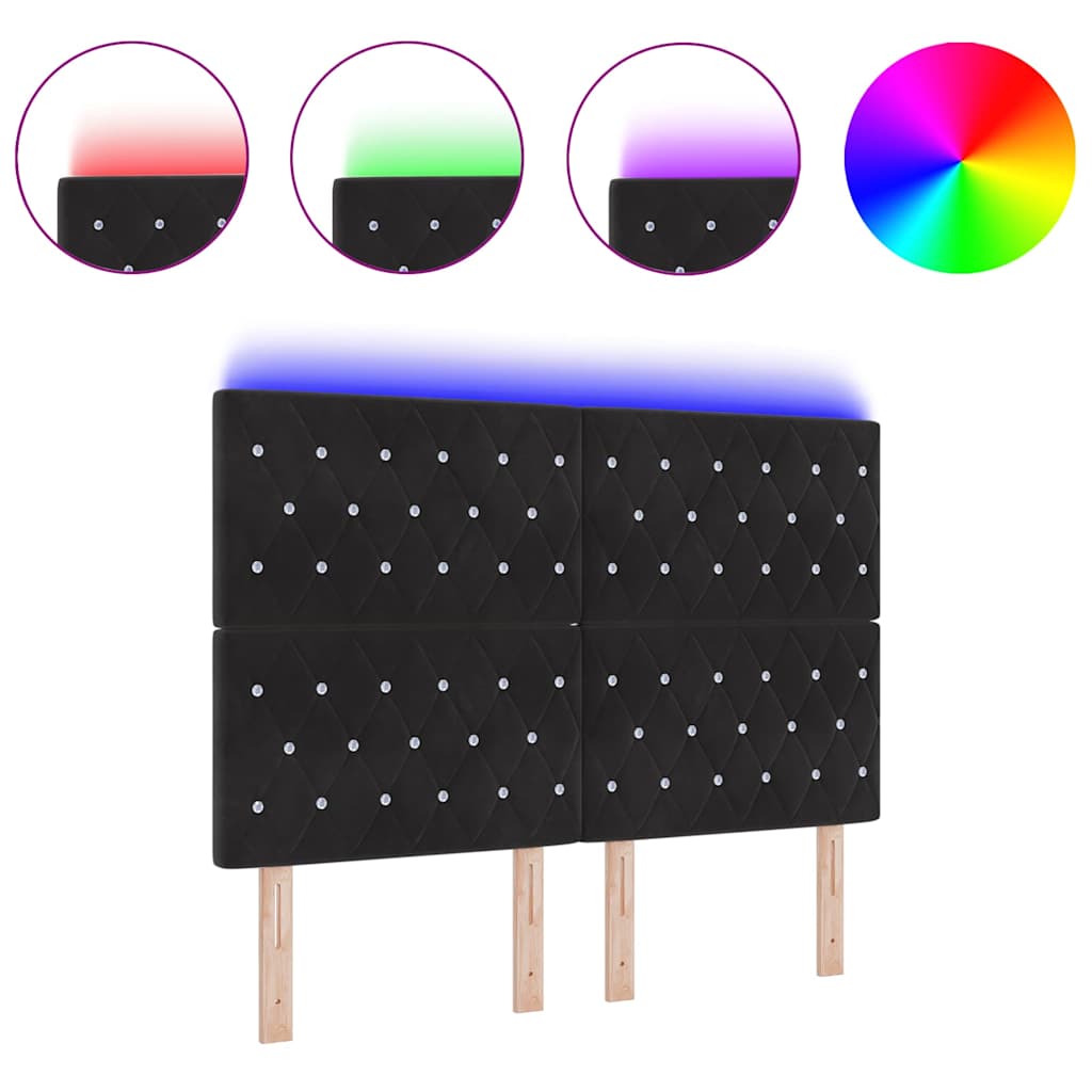 Led Sengegavl Med Led -strimmellys Argyle Sort 80 Cm Fløjl - Billede 3