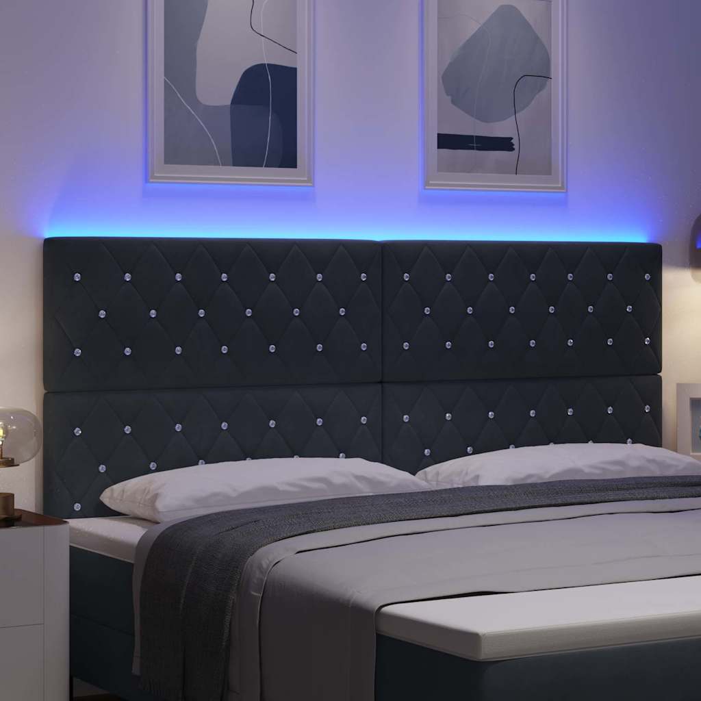 Led Sengegavl Med Led -strimmellys Argyle Mørkegrå 100 Cm Fløjl - Billede 5