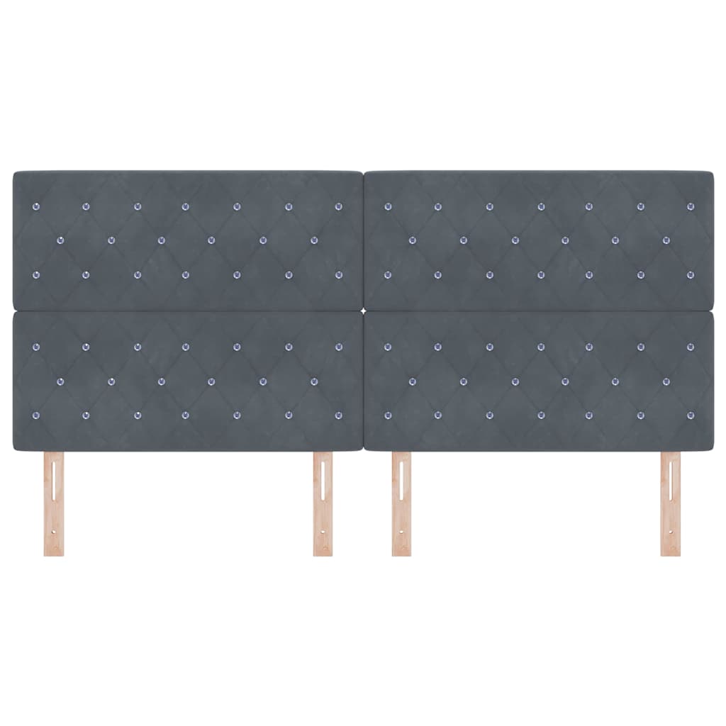 Led Sengegavl Med Led -strimmellys Argyle Mørkegrå 100 Cm Fløjl - Billede 6