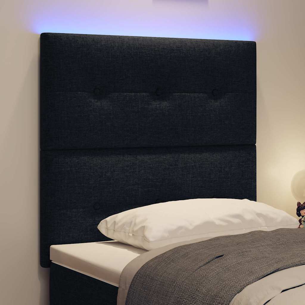 Led Sengegavl Med Led -strimmellys Sort 100 Cm Stof - Billede 5