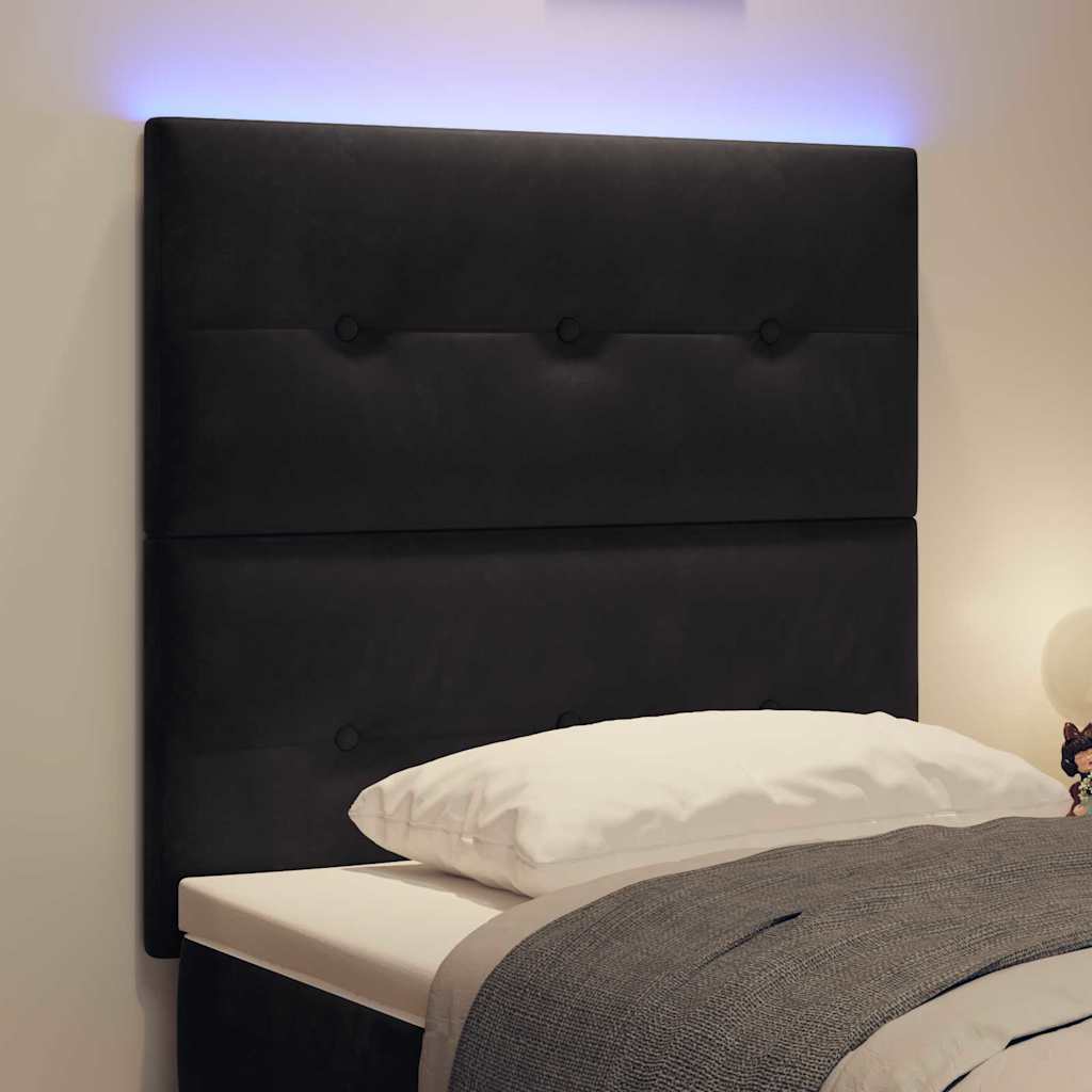 Hovedgærde Med Led -strimmellys Indstillelig Sort 100 Cm Fløjl - Billede 5