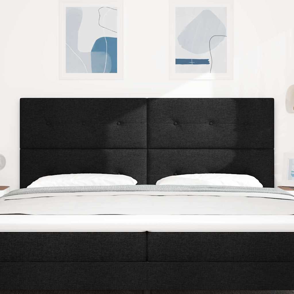 Led Sengegavl Med Led -strimmellys Sort 200 Cm Stof - Billede 4