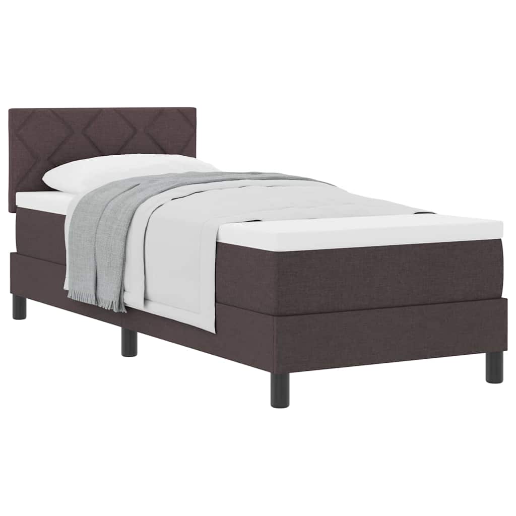 Boxmadras Med Topmadras Med Madras Mørk Brun 80 X 200 Cm Stof - Billede 3