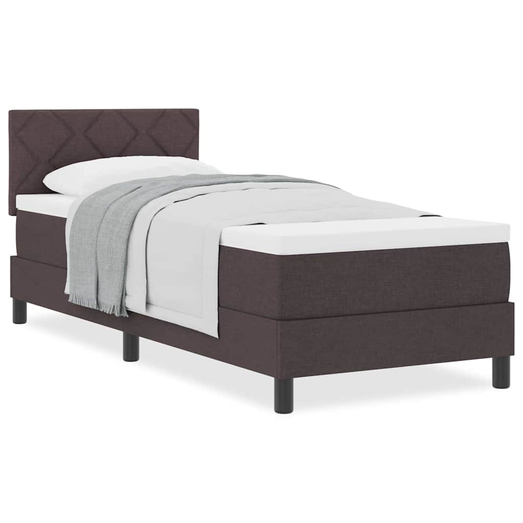 Boxmadras Med Topmadras Med Madras Mørk Brun 80 X 200 Cm Stof - Billede 4