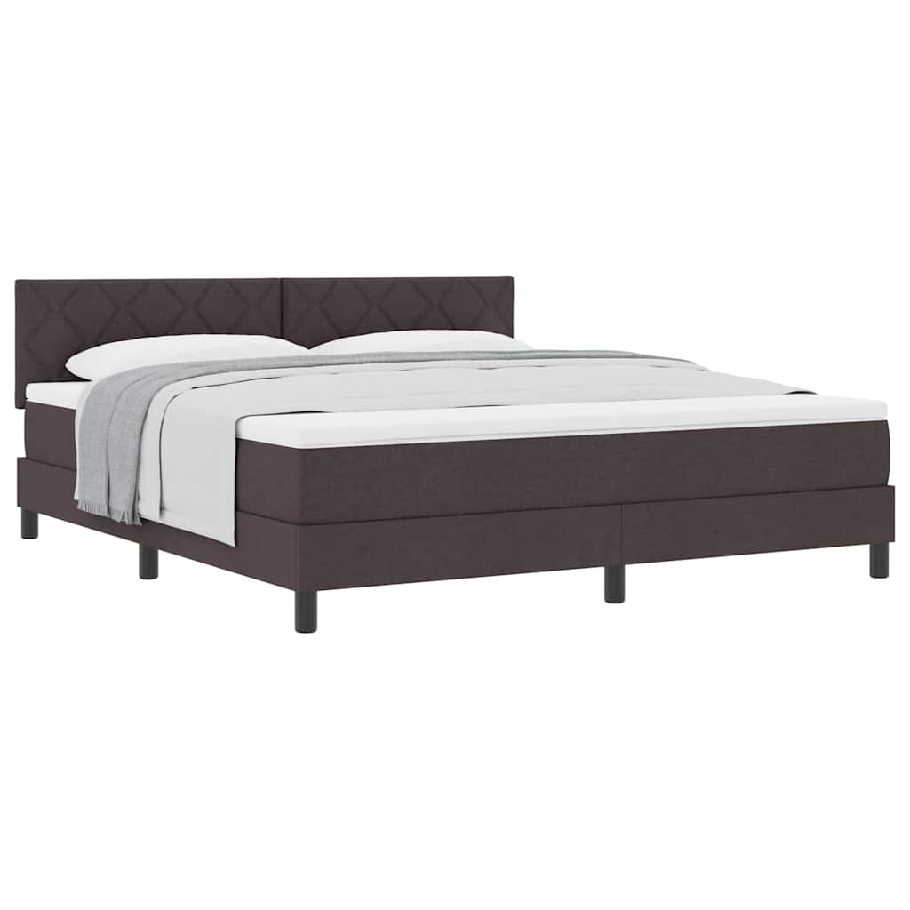 Boxmadras Med Topmadras Med Madras Mørk Brun 180 X 200 Cm Stof - Billede 3