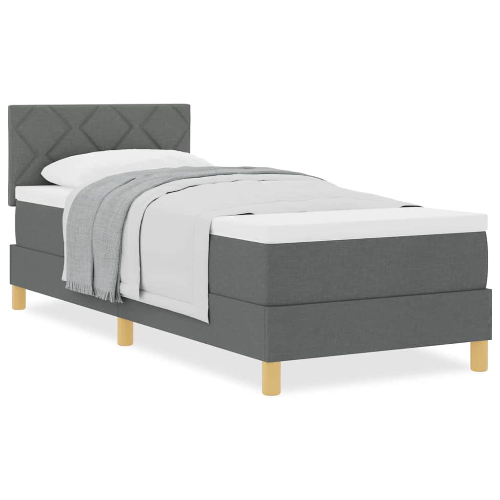 Boxmadras Med Topmadras Med Madras Mørkegrå 80 X 200 Cm Stof - Billede 4