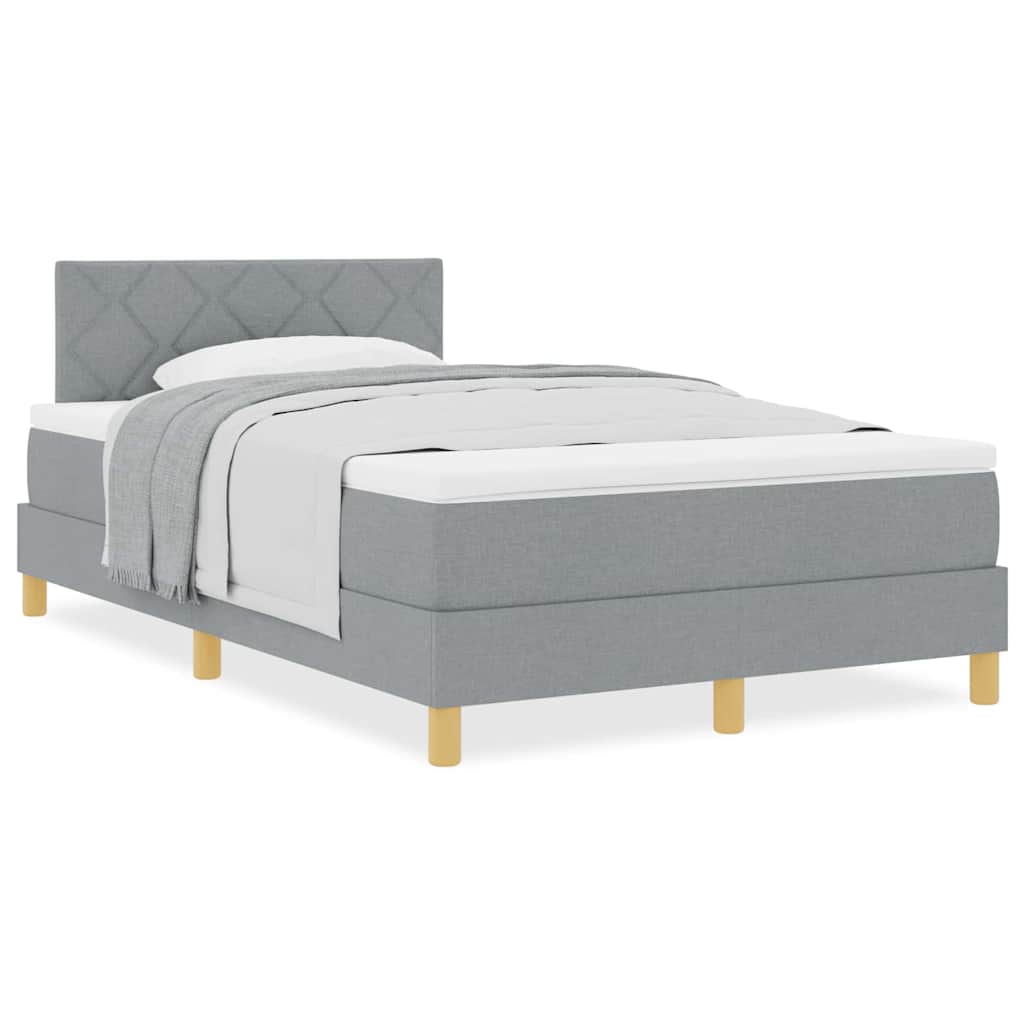 Boxmadras Med Topmadras Med Madras Lysegrå 120 X 190 Cm Stof - Billede 4