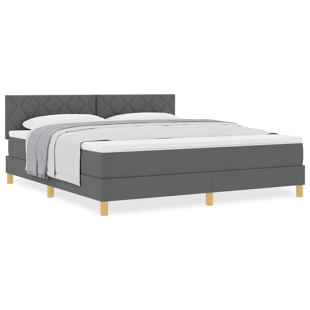 Boxmadras Med Topmadras Med Madras Mørkegrå 180 X 200 Cm Stof - Billede 4