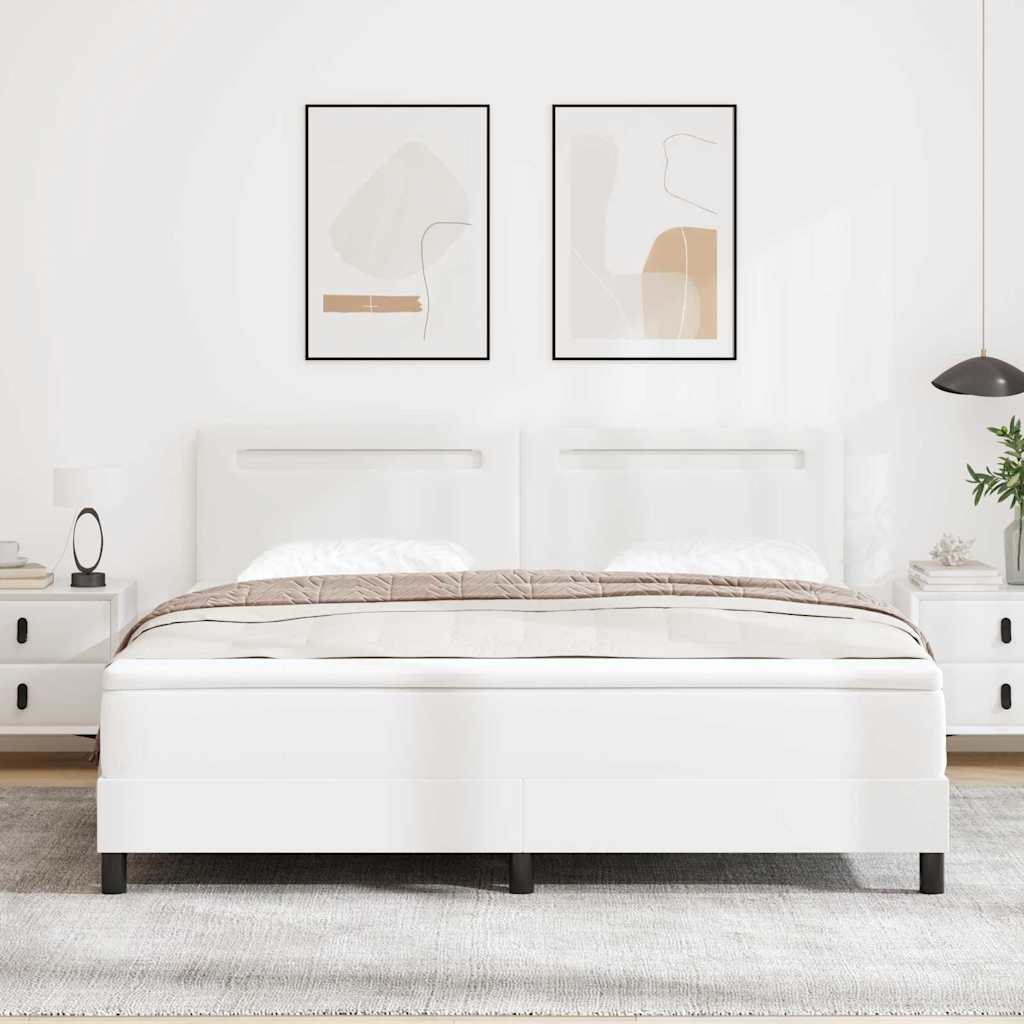 Sengeramme Med Madras Med Madras Hvid 180 X 200 Cm Kunstlæder - Billede 5