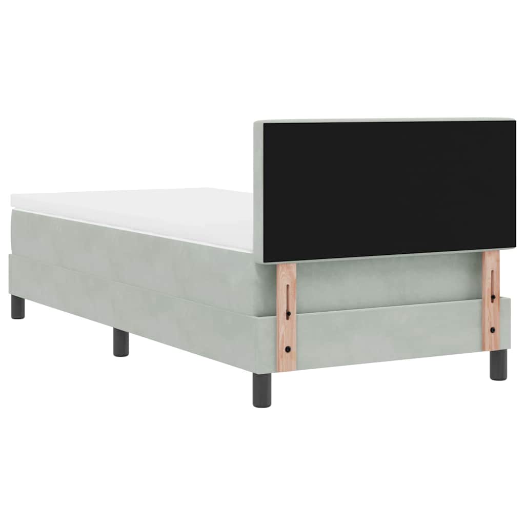 Boxmadras Seng Med Madras Med Madras Lysegrå 90 X 200 Cm Stof - Billede 10