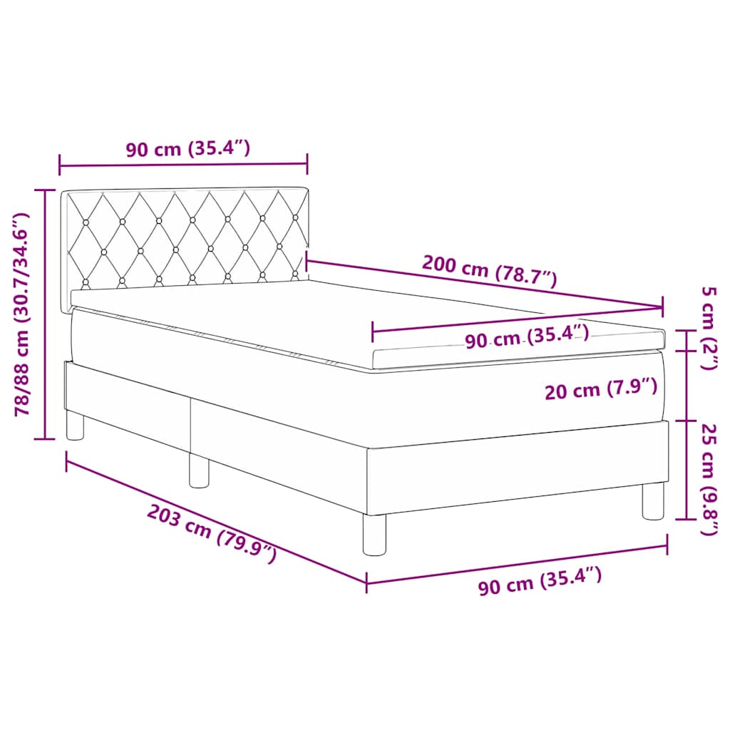 Boxmadras Seng Med Madras Med Madras Lysegrå 90 X 200 Cm Stof - Billede 12