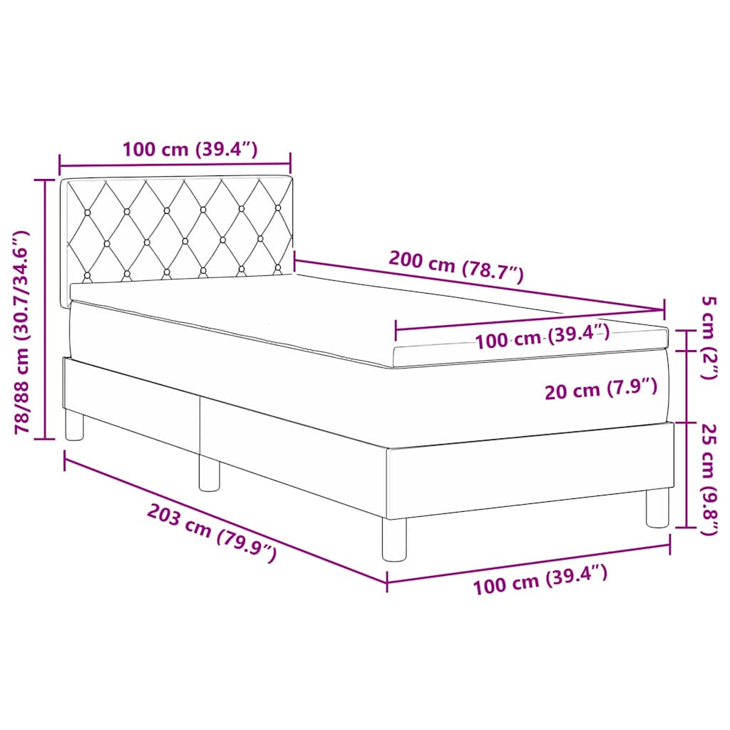 Boxmadras Seng Med Madras Med Madras Mørkegrå 100 X 200 Cm Stof - Billede 12
