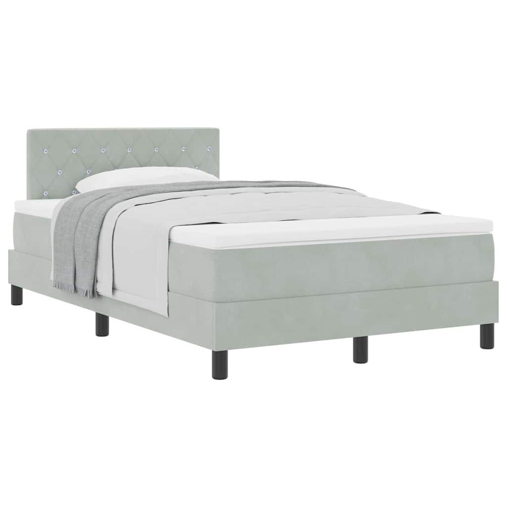 Boxmadras Seng Med Madras Med Madras Lysegrå 120 X 200 Cm Stof - Billede 3