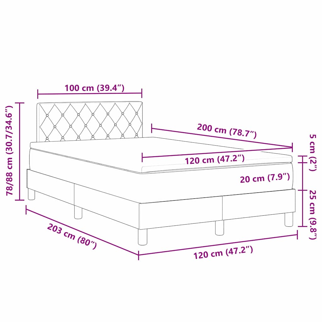 Boxmadras Seng Med Madras Med Madras Mørkegrå 120 X 200 Cm Stof - Billede 12