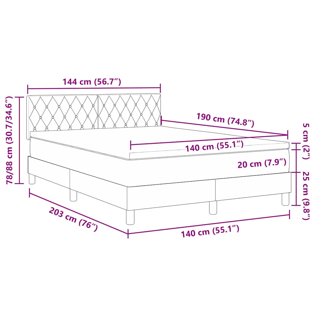 Boxmadras Seng Med Madras Med Madras Lysegrå 140 X 190 Cm Stof - Billede 10