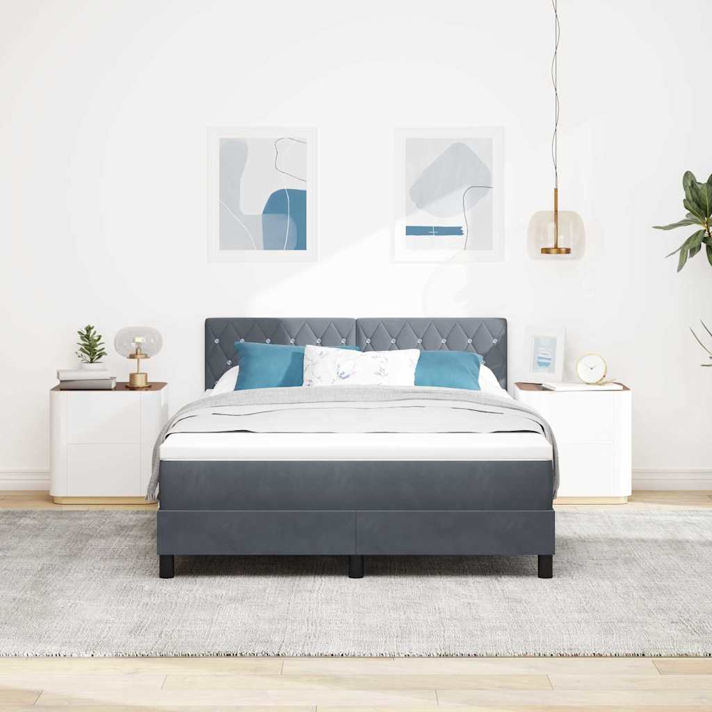 Boxmadras Seng Med Madras Med Madras Mørkegrå 140 X 190 Cm Stof - Billede 5
