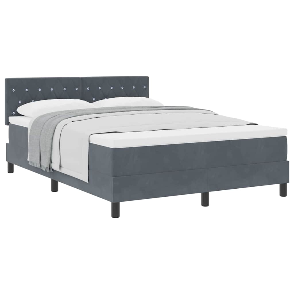 Boxmadras Seng Med Madras Med Madras Mørkegrå 140 X 190 Cm Stof - Billede 3