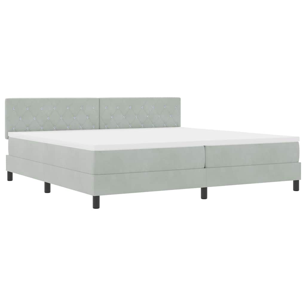 Boxmadras Seng Med Madras Med Madras Lysegrå 200 X 200 Cm Stof - Billede 2