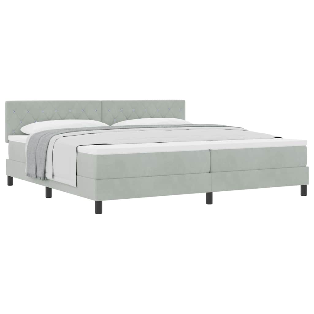 Boxmadras Seng Med Madras Med Madras Lysegrå 200 X 200 Cm Stof - Billede 3