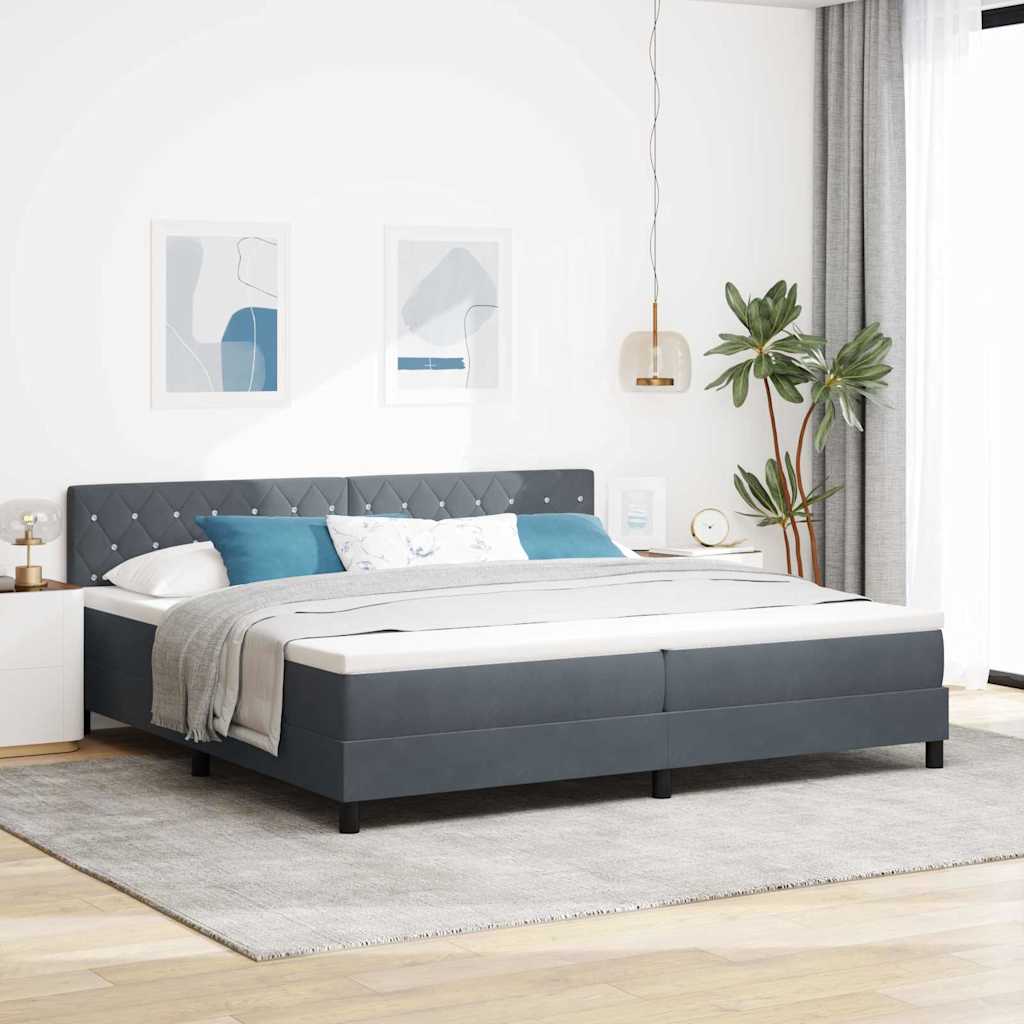Boxmadras Seng Med Madras Med Madras Mørkegrå 200 X 200 Cm Stof - Hovedbillede