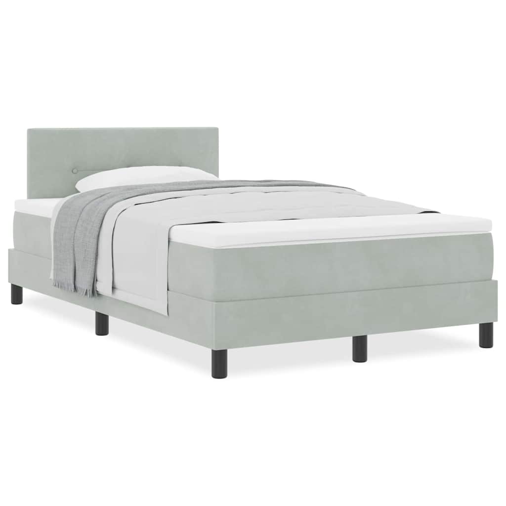 Boxmadras Seng Med Madras Med Madras Lysegrå 120 X 190 Cm Stof - Billede 4