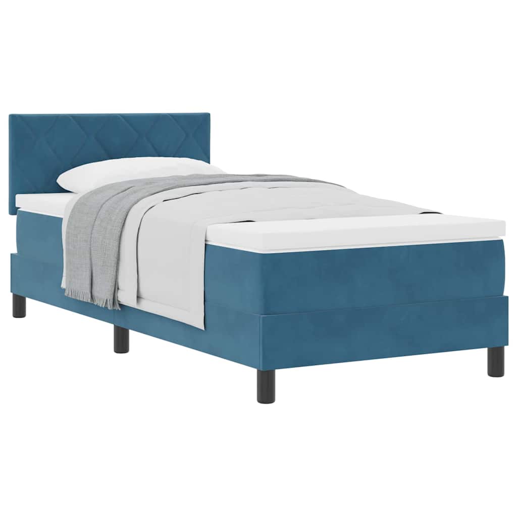 Boxmadras Seng Med Madras Med Madras Mørk Blå 100 X 200 Cm Stof - Billede 3