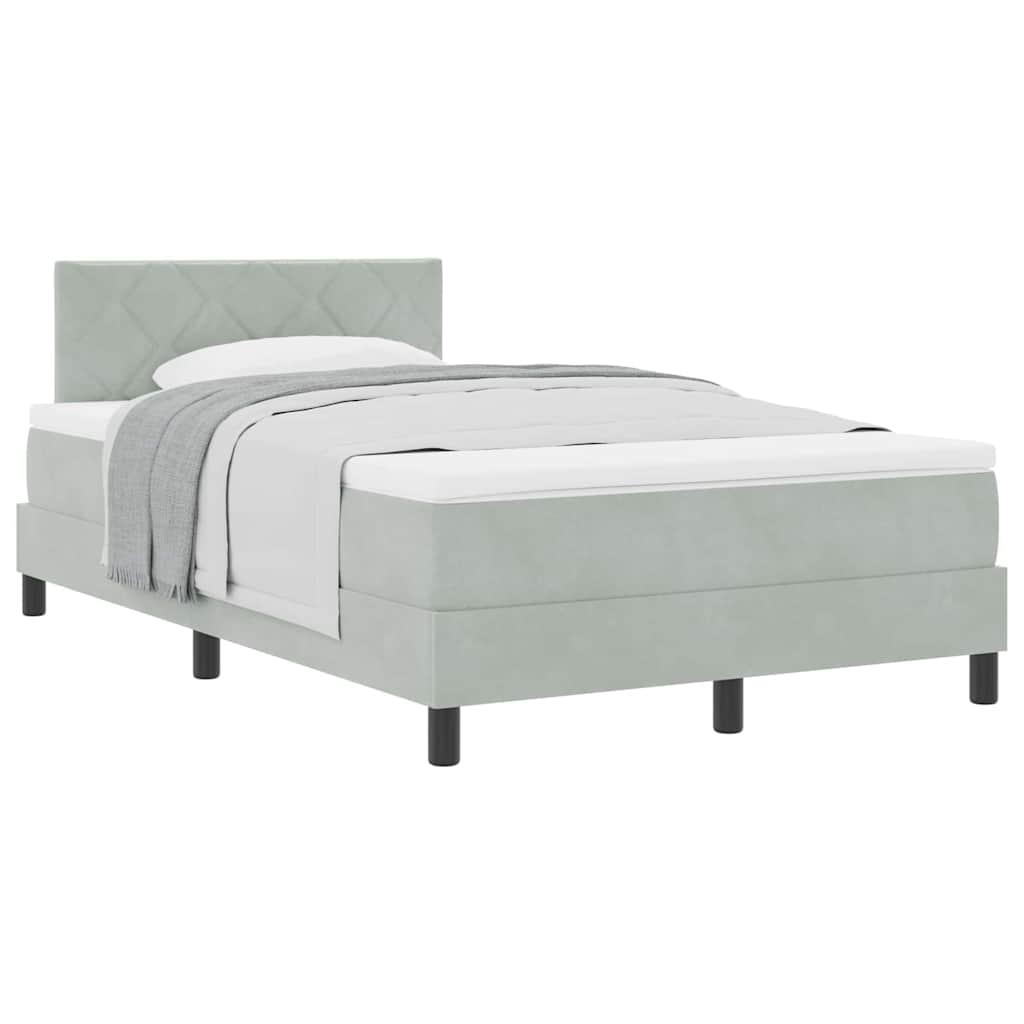 Boxmadras Seng Med Madras Med Madras Lysegrå 120 X 190 Cm Stof - Billede 3