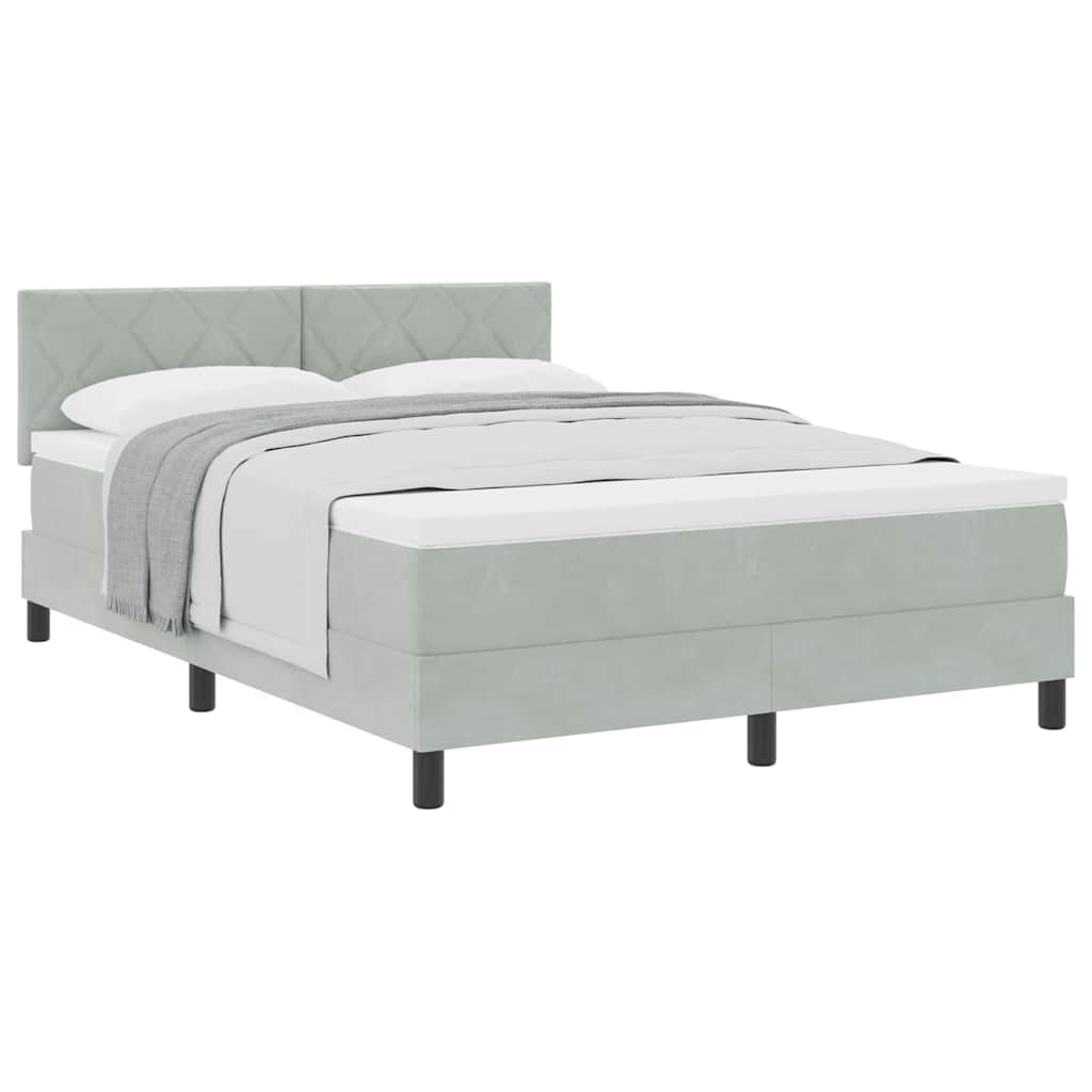 Boxmadras Seng Med Madras Med Madras Lysegrå 140 X 190 Cm Stof - Billede 3