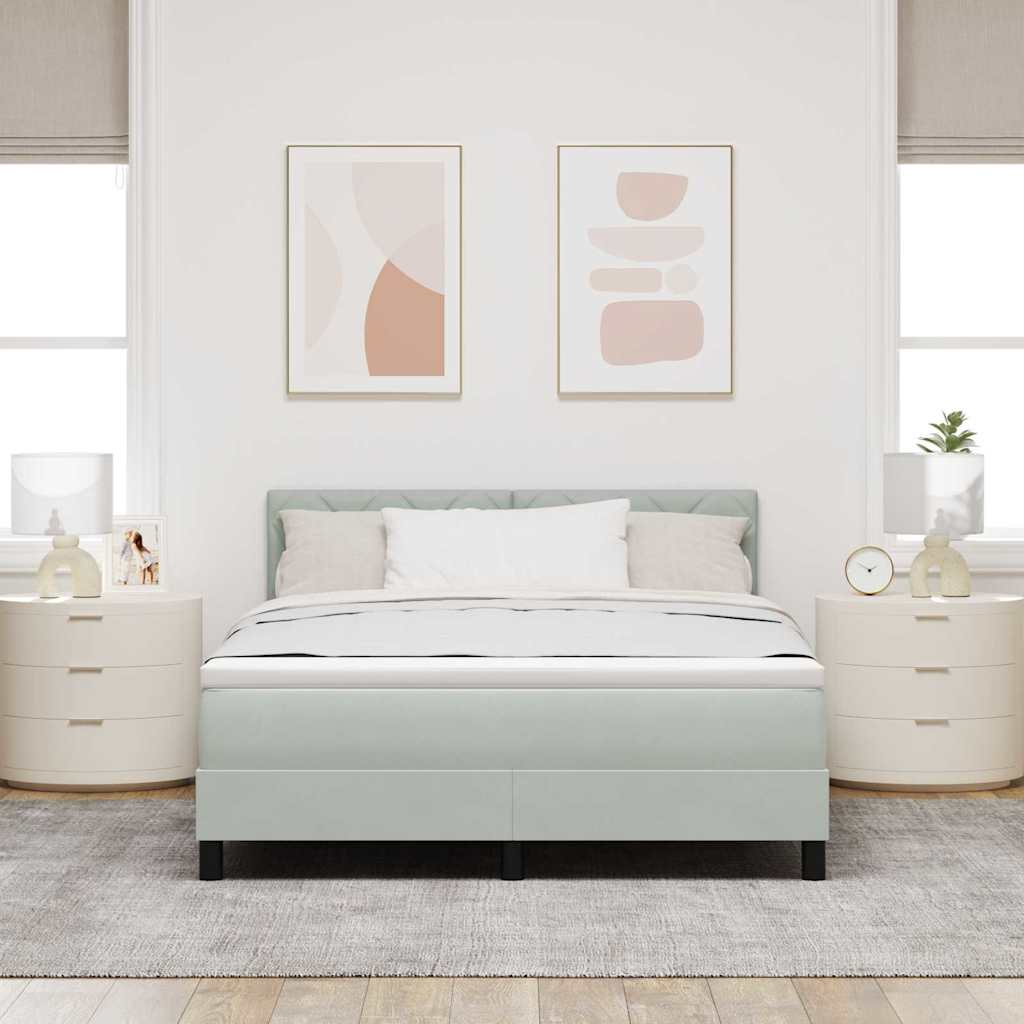 Boxmadras Seng Med Madras Med Madras Lysegrå 140 X 200 Cm Stof - Billede 5