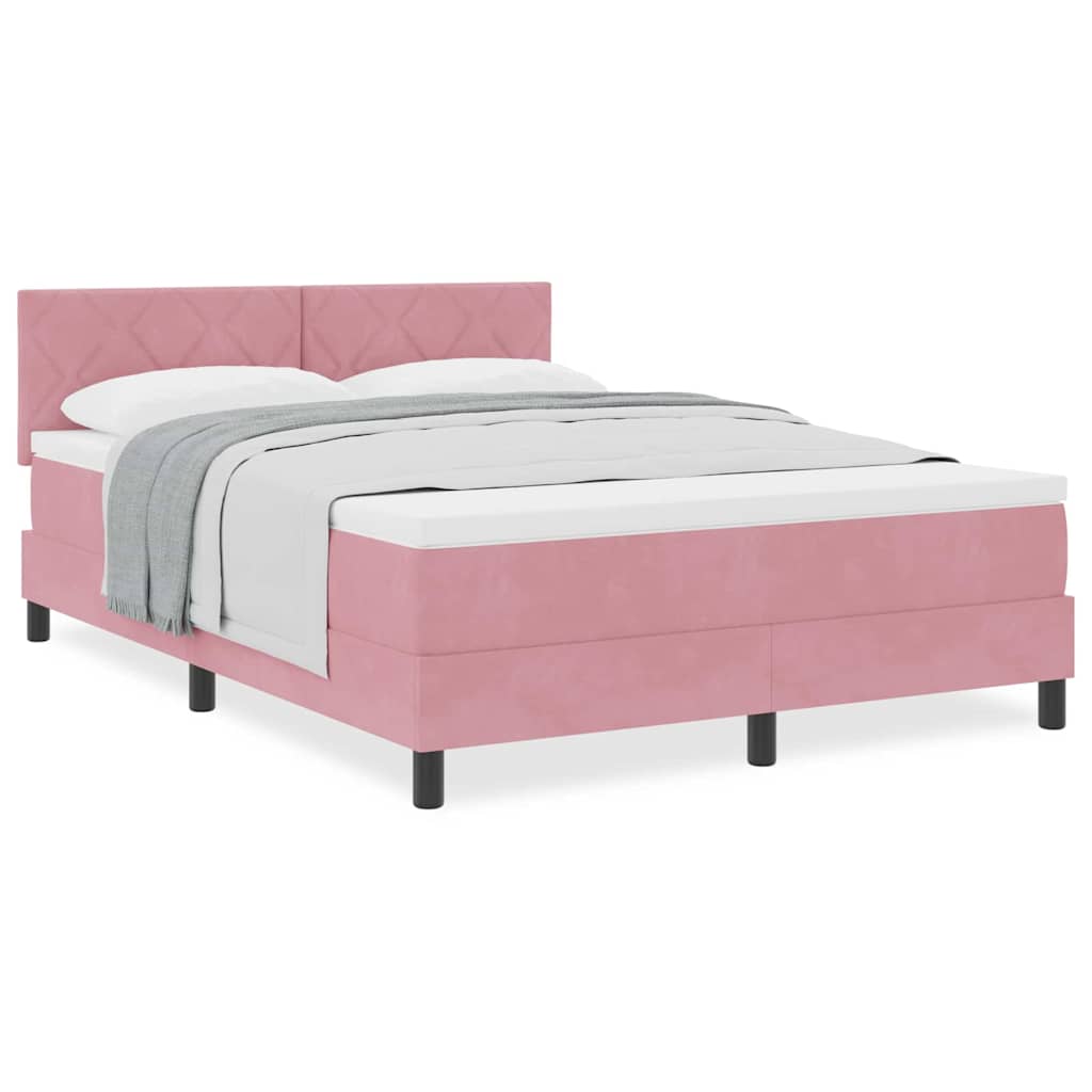 Boxmadras Seng Med Madras Med Madras Lyserød 160 X 200 Cm Stof - Billede 4