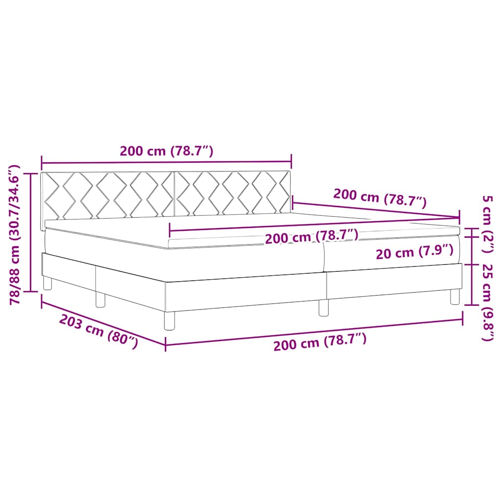 Boxmadras Seng Med Madras Med Madras Mørkegrå 200 X 200 Cm Stof - Billede 13