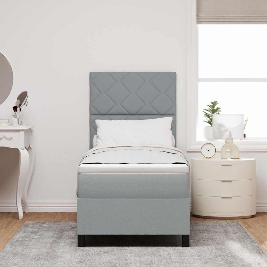 Box Spring Seng Med Madras Lysegrå 80 X 200 Cm Stof - Billede 5