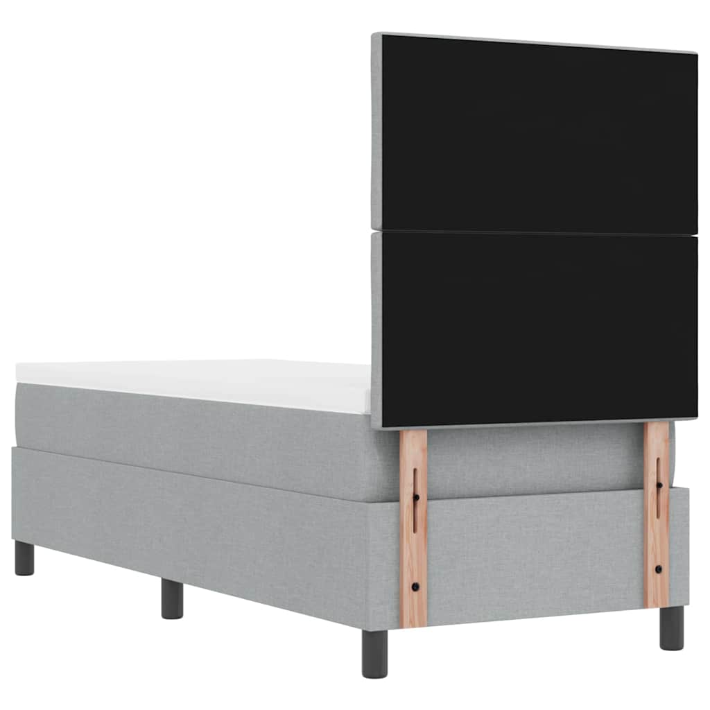 Box Spring Seng Med Madras Lysegrå 80 X 200 Cm Stof - Billede 10