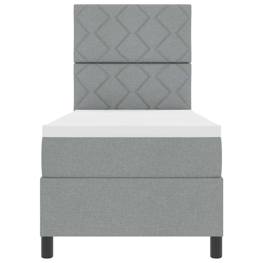 Box Spring Seng Med Madras Lysegrå 80 X 200 Cm Stof - Billede 8