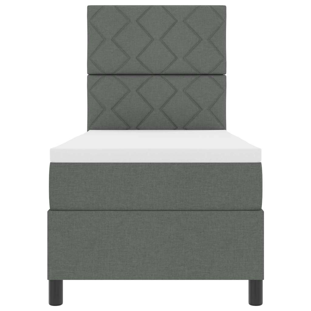 Box Spring Seng Med Madras Mørkegrå 80 X 200 Cm Stof - Billede 8