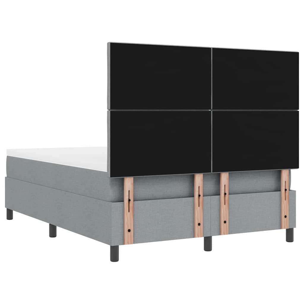Box Spring Seng Med Madras Lysegrå 140 X 190 Cm Stof - Billede 9